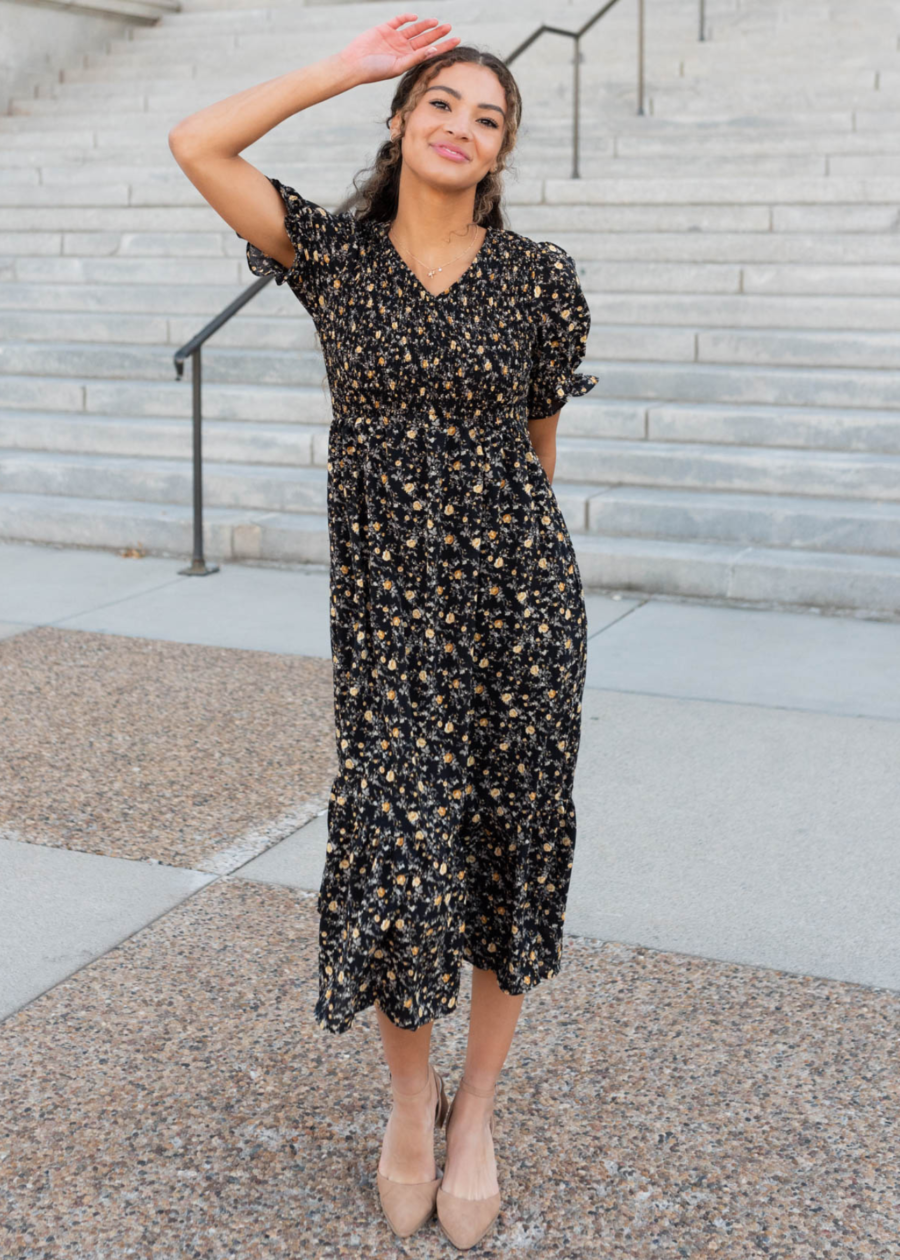 Aamori Yellow Flower Dress