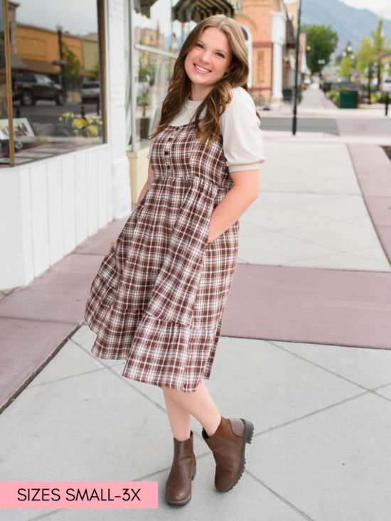 Abigail Plaid Overall Dress