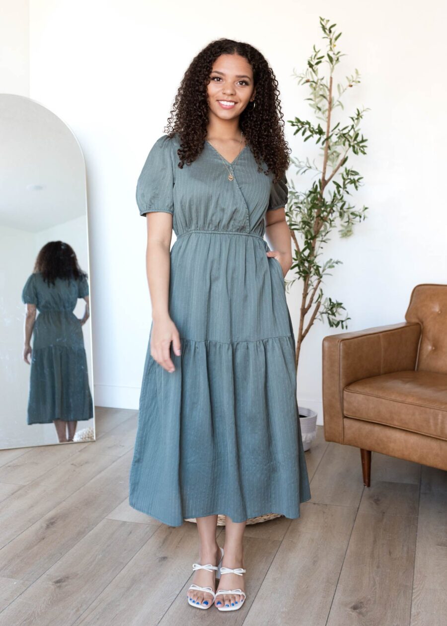 Addee Olive Tiered Dress