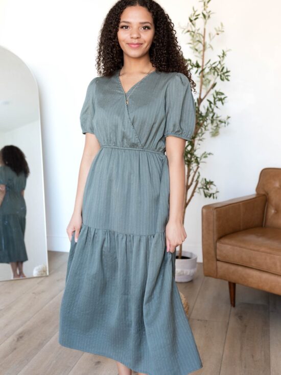 Addee Olive Tiered Dress