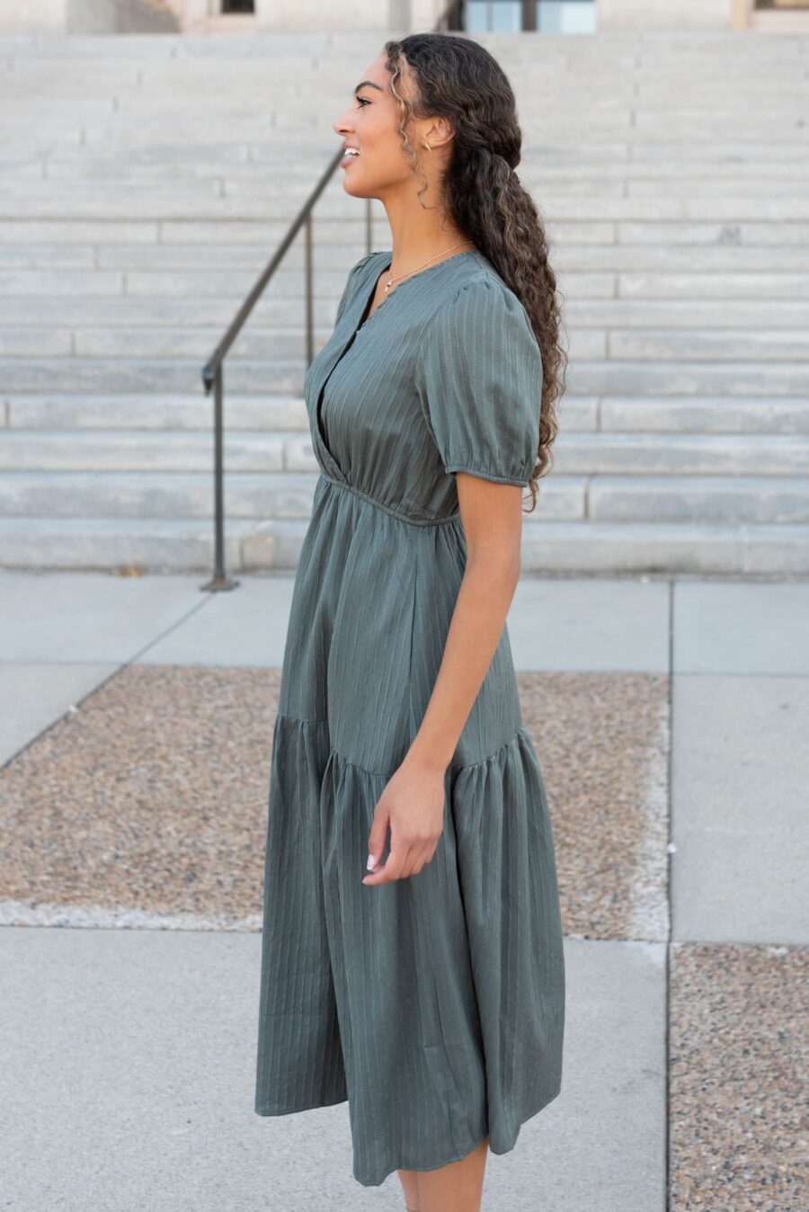 Addee Olive Tiered Dress