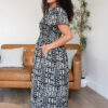 Adeline Black Printed Smocked Dress