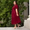 AlanaBurgundyTexturedTieDressLL6-19-20.jpg Alana Burgundy Textured Tie Dress