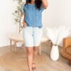 Aleah Embroidered Denim Top
