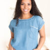 Aleah Embroidered Denim Top