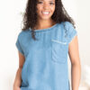 Aleah Embroidered Denim Top