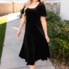 Alexa Black Velvet Dress