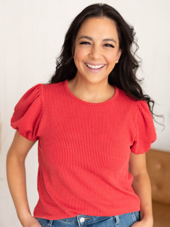 Alicia Red Ribbed Top