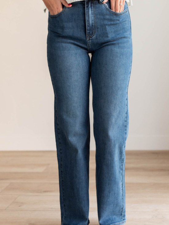 Amanda Medium Wash High Rise Straight Jeans
