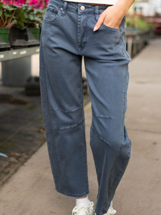 Amari Dusty Blue Barrel Jeans