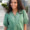 Amber Green Embroidered Top