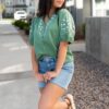 Amber Green Embroidered Top