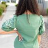 Amber Green Embroidered Top