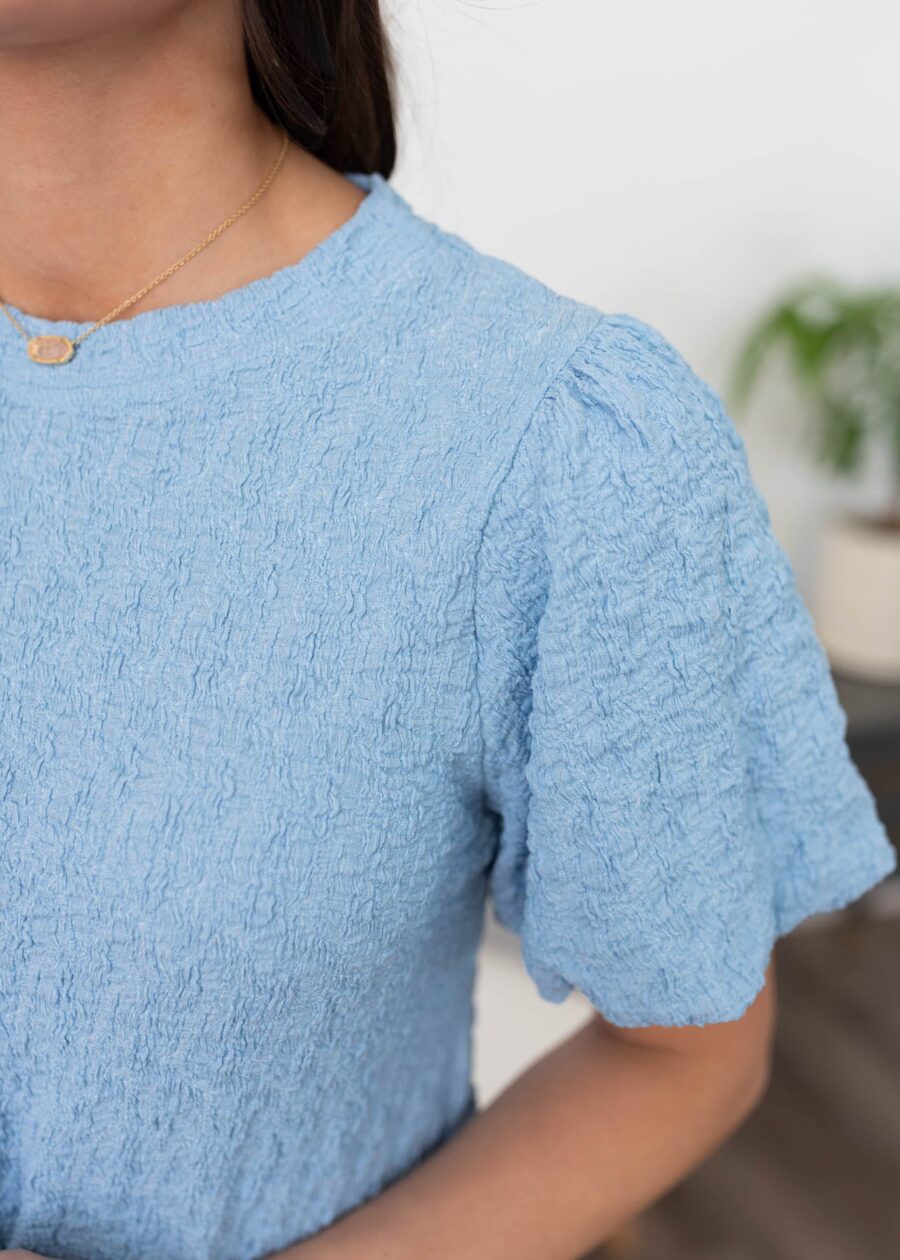 Annalie Blue Textured Top