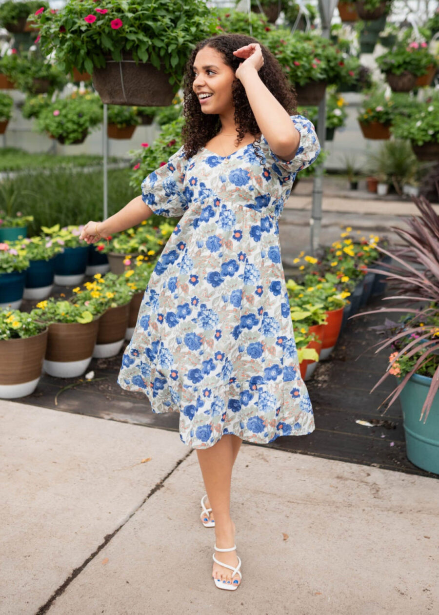 Ansley Blue Floral Dress