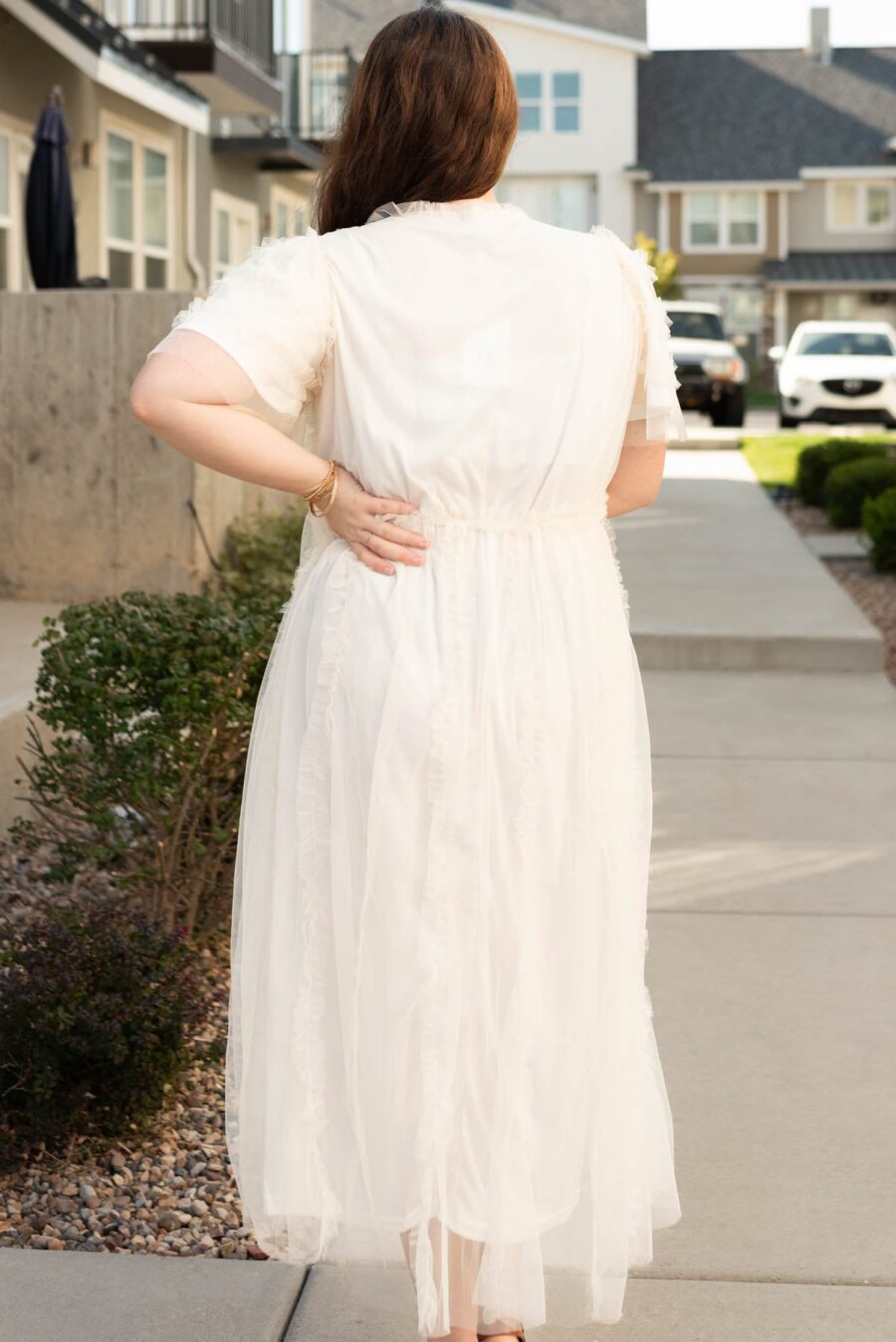 Arabella Cream Sheer Ruffle Dress