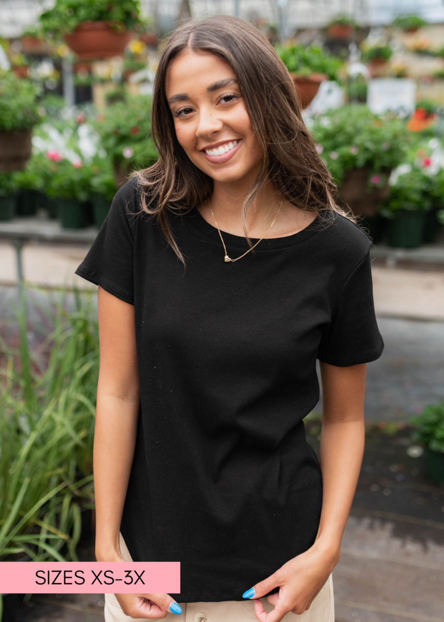 AriBlackRibbedTop.png Ari Black Ribbed Top