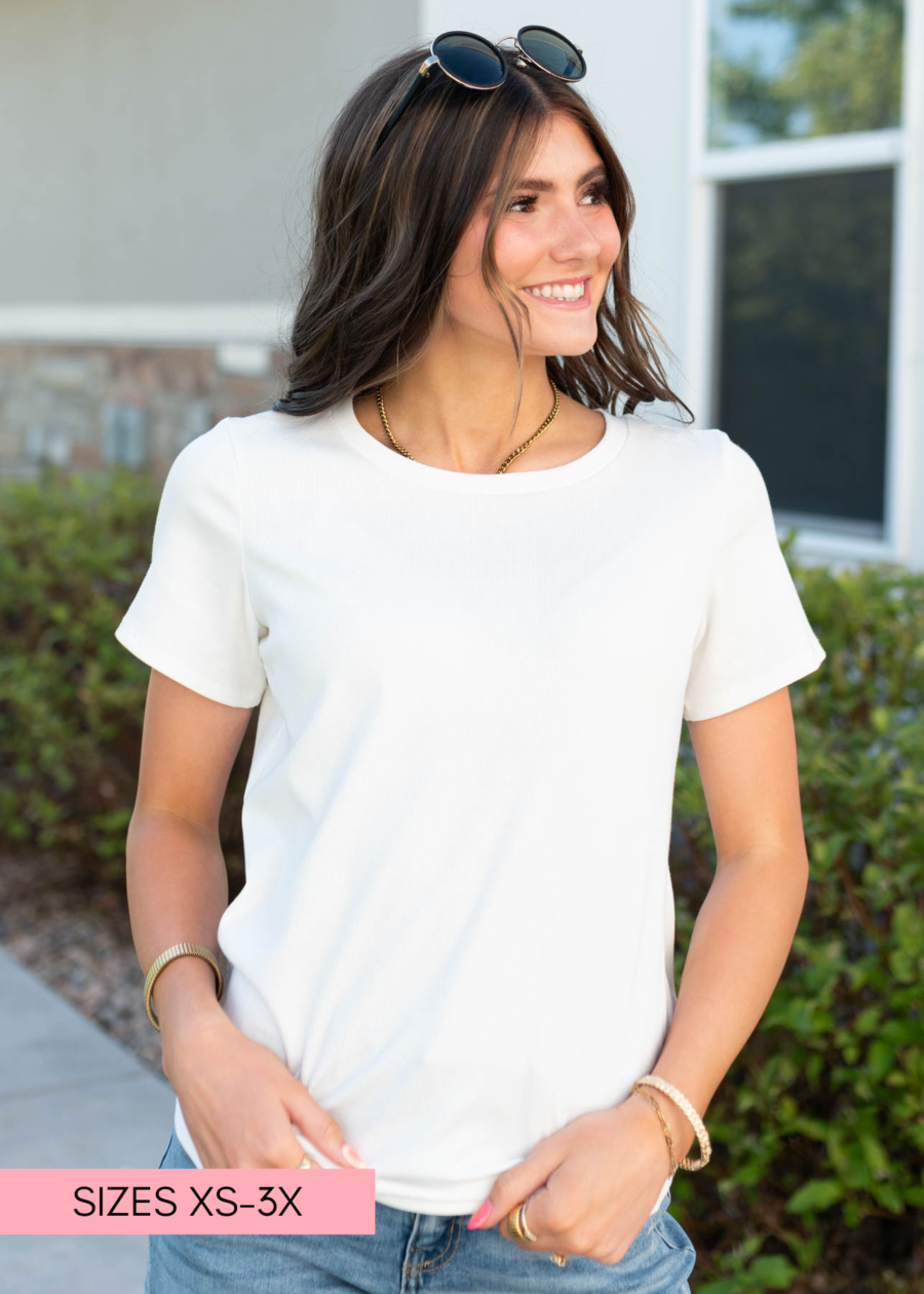 AriWhiteRibbedTop.png Ari White Ribbed Top