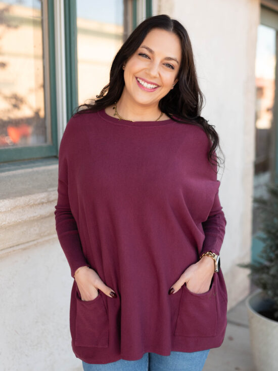 AriaBurgundyPocketSweater.jpg Aria Burgundy Pocket Sweater