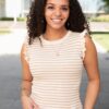 Ashley Taupe Striped Top