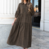 Ashlin Brown Gingham Tiered Dress