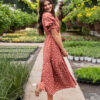 Ashlyn Brick Floral Dress