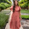 Ashlyn Brick Floral Dress