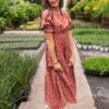 Ashlyn Brick Floral Dress