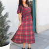 Aubrey Red Plaid Bow Dress