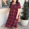Aubrey Red Plaid Bow Dress