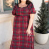 Aubrey Red Plaid Bow Dress