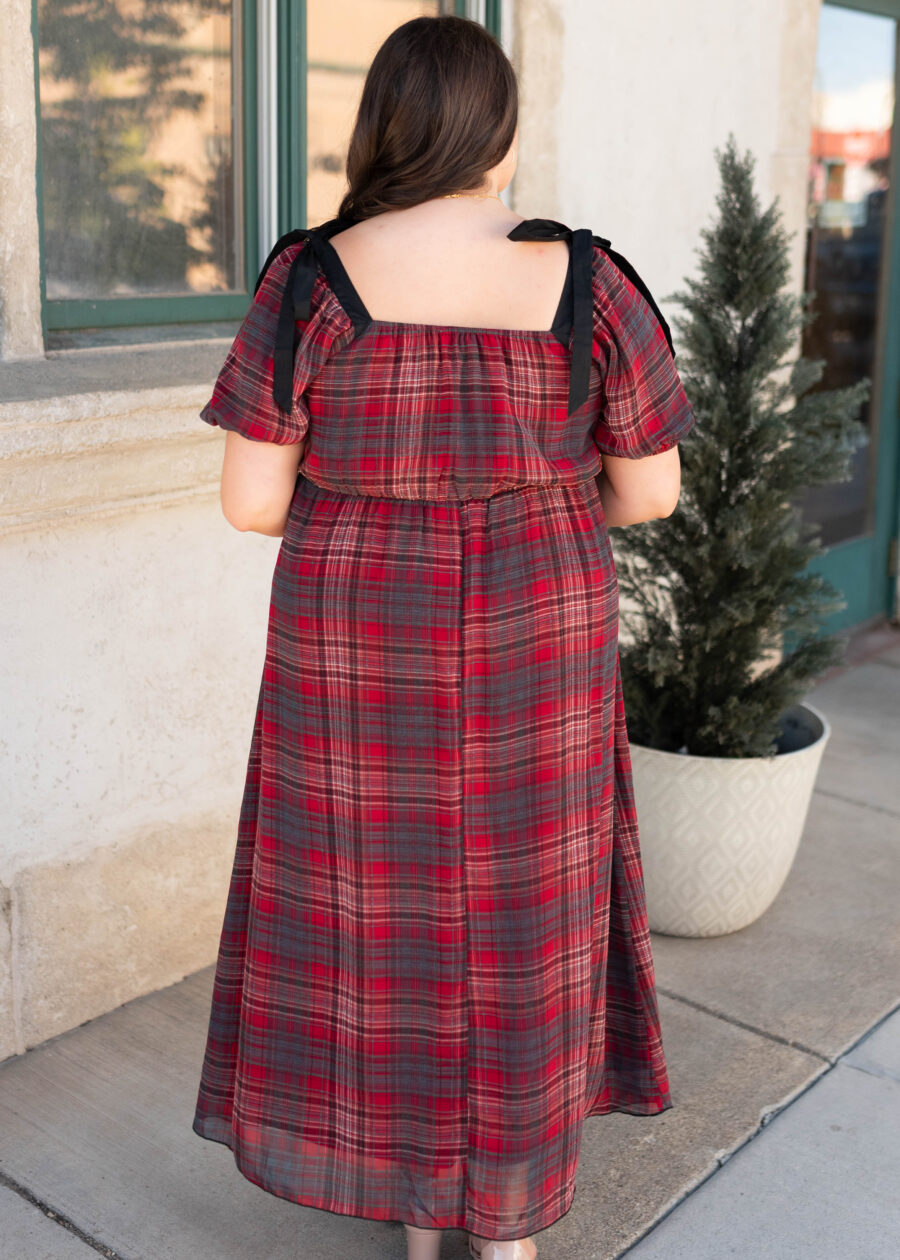 Aubrey Red Plaid Bow Dress