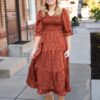 Aurelia Rust Smocked Dress