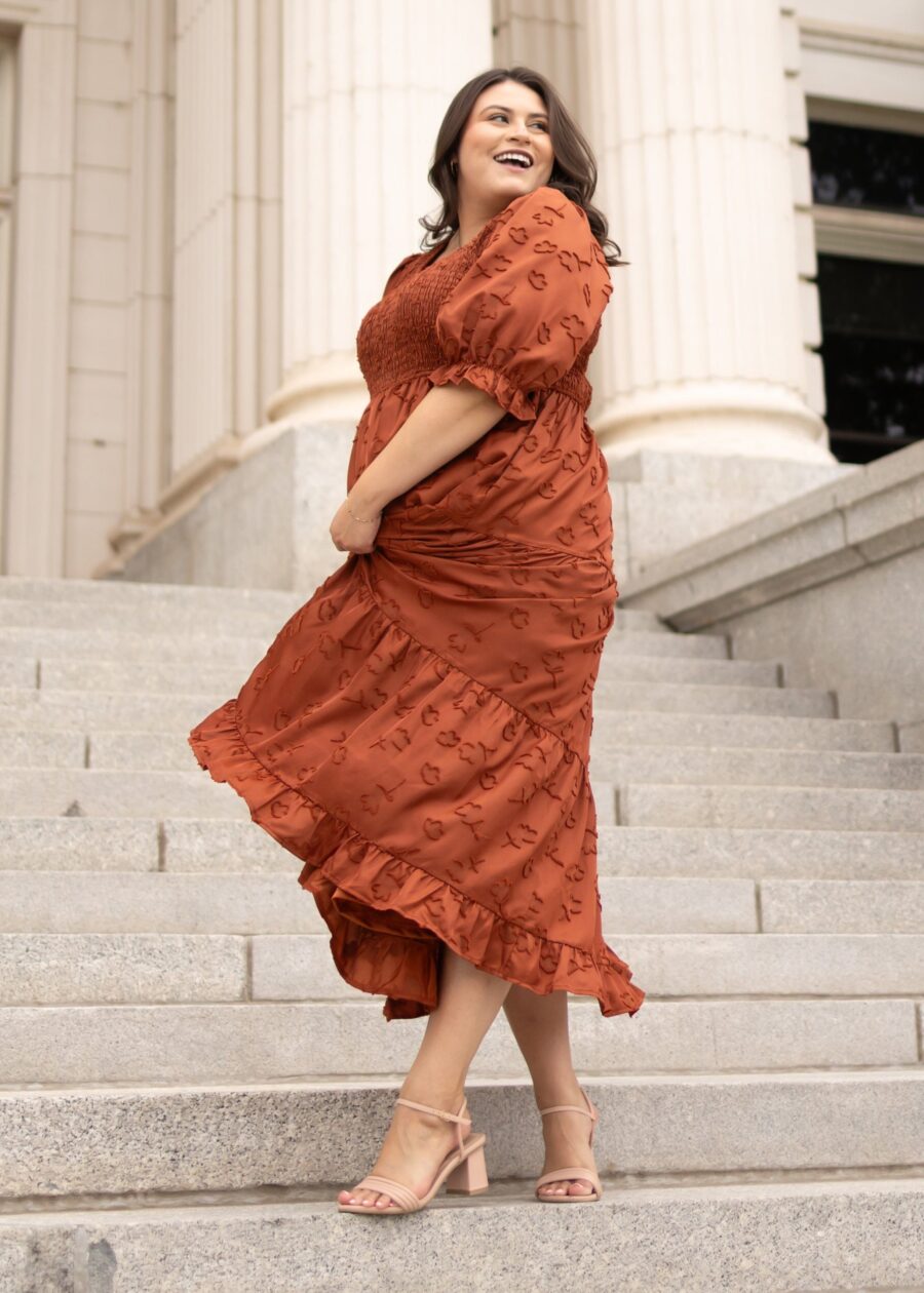 Aurelia Rust Smocked Dress