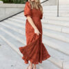Aurelia Rust Smocked Dress