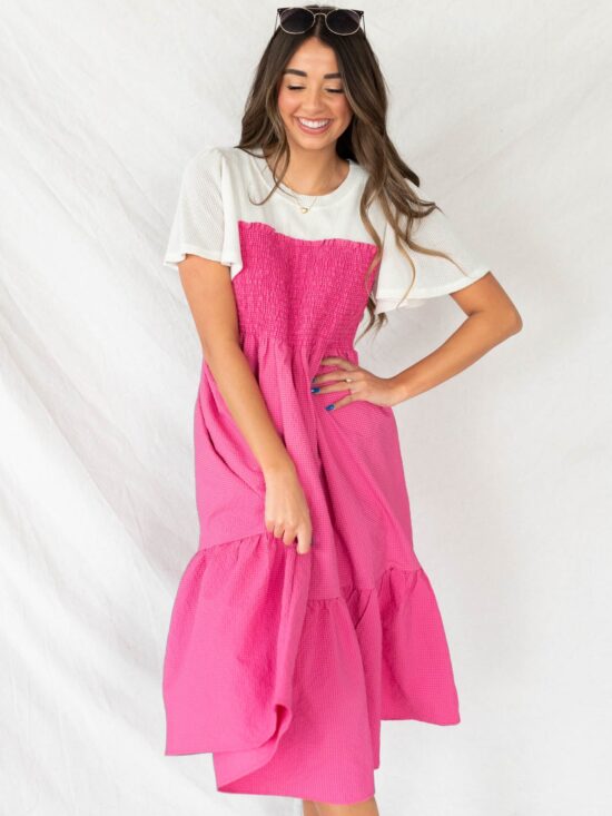 Becky Pink Tiered Dress