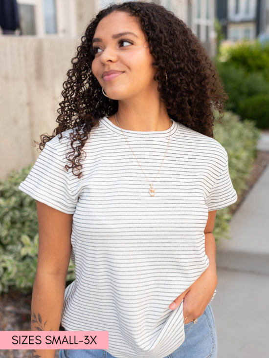 Bethany Black Striped Top
