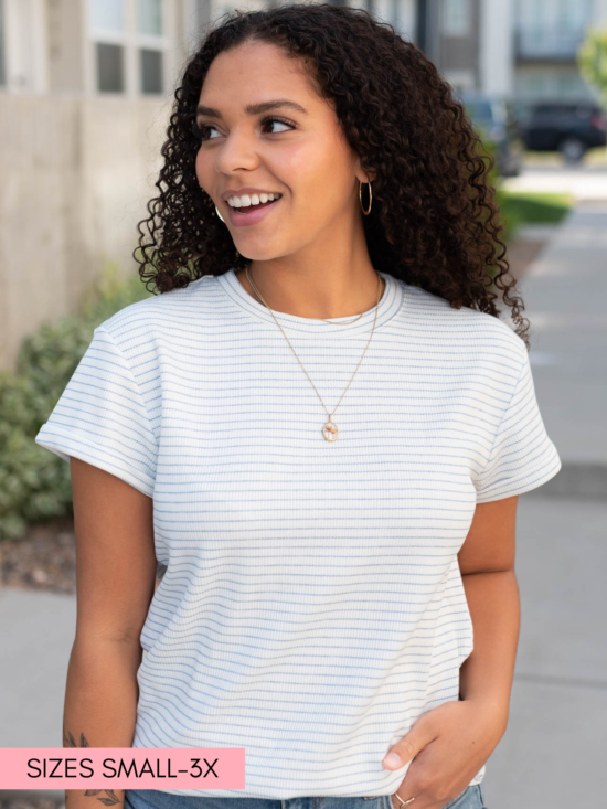Bethany Blue Striped Top