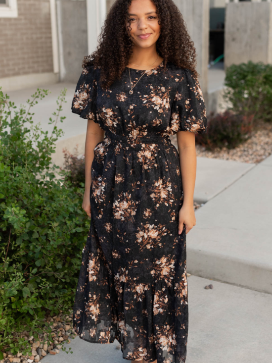 Bianca Black Floral Dress