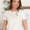 Blaire Cream Scallop Top