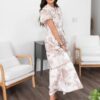 Brea Beige Tiered Pattern Dress