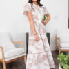 Brea Beige Tiered Pattern Dress