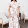 Brea Beige Tiered Pattern Dress