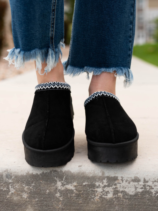 Brixley Black Suede Clog