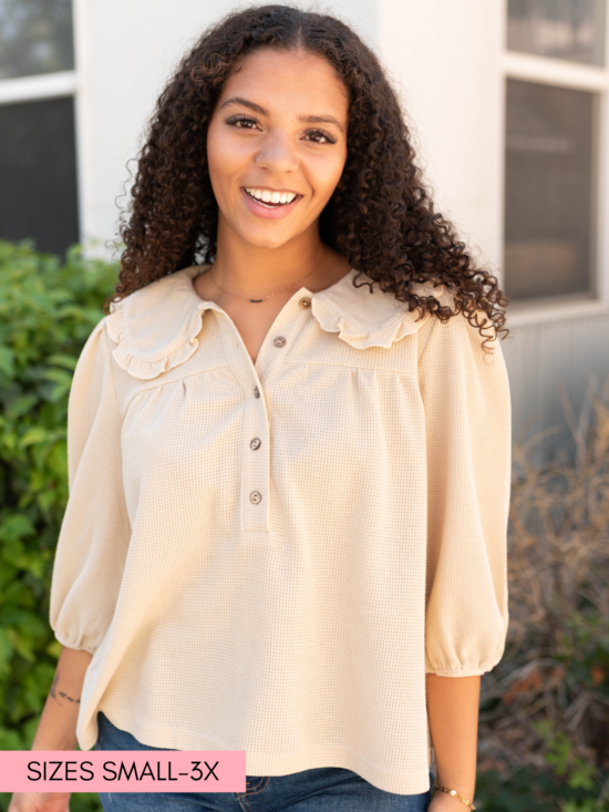 Brooklyn Natural Collared Top