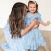 Audra Blue Floral Tiered Little Girl Dress