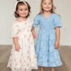 Audra Blue Floral Tiered Little Girl Dress