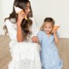 Audra Blue Floral Tiered Little Girl Dress