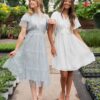 Paedyn White Textured Tie Dress