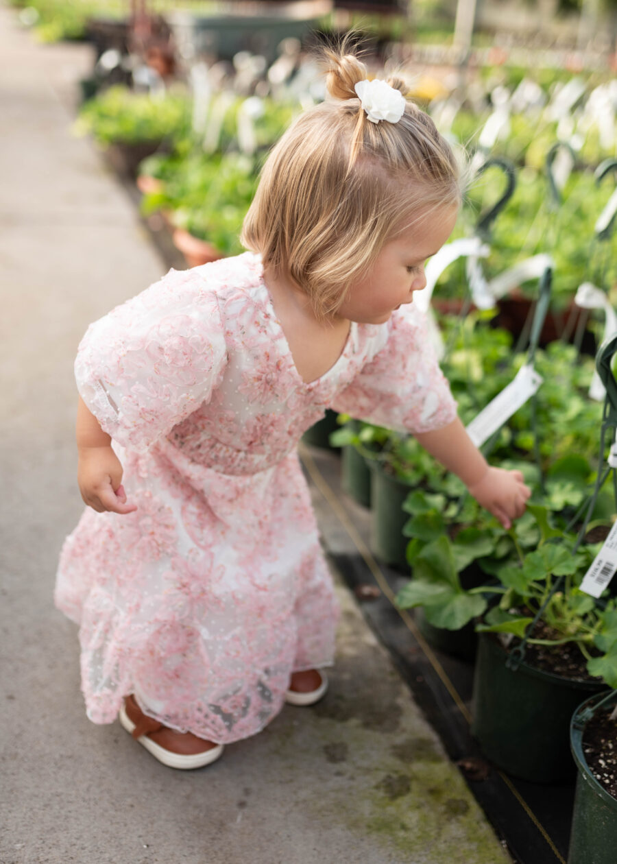 Aubree Pink Floral Little Girls Dress